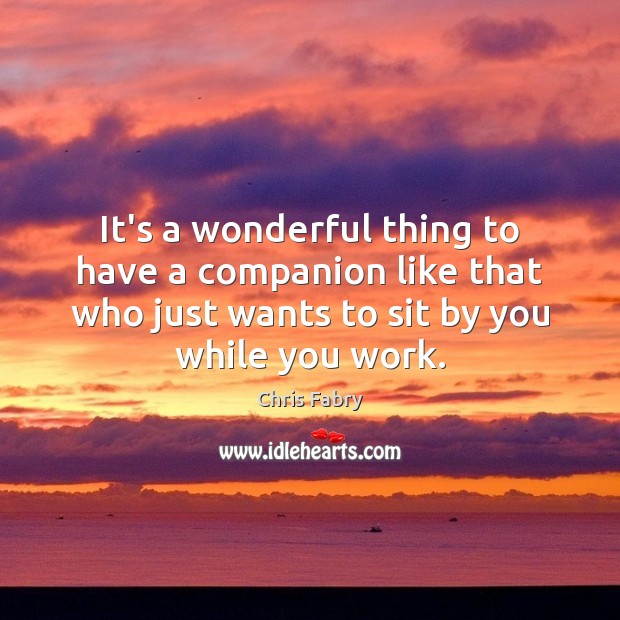 It’s a wonderful thing to have a companion like that who just Chris Fabry Picture Quote
