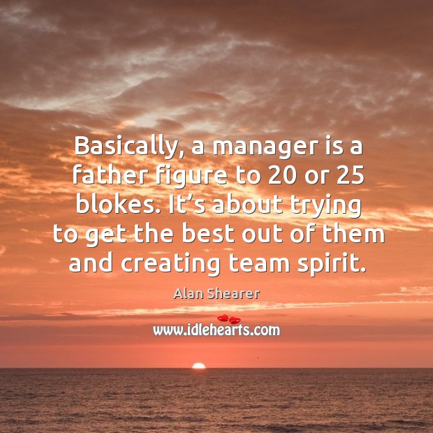 It’s about trying to get the best out of them and creating team spirit. 
