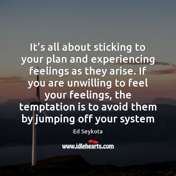 It’s all about sticking to your plan and experiencing feelings as Image