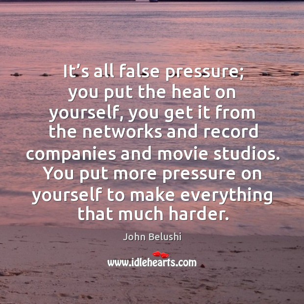 It’s all false pressure; you put the heat on yourself, you get it from the networks and John Belushi Picture Quote