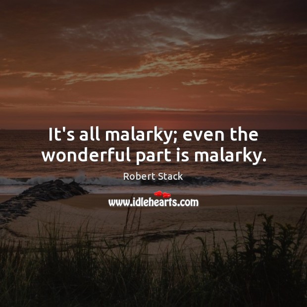 It’s all malarky; even the wonderful part is malarky. Robert Stack Picture Quote