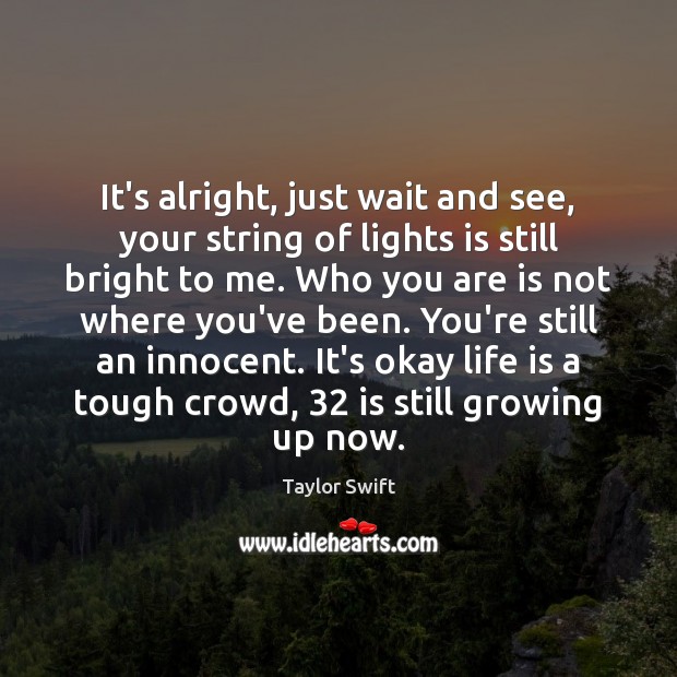 It’s alright, just wait and see, your string of lights is still Life Quotes Image