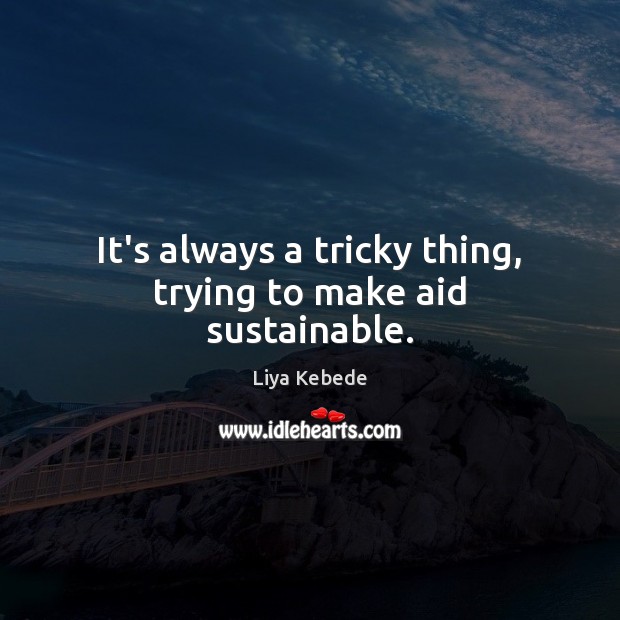It’s always a tricky thing, trying to make aid sustainable. Liya Kebede Picture Quote