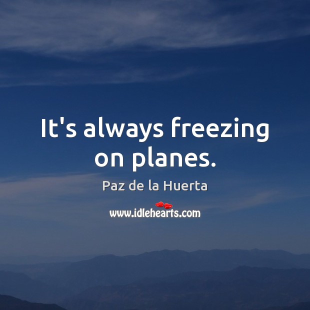 It’s always freezing on planes. Paz de la Huerta Picture Quote