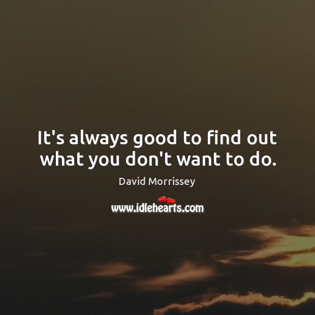 It’s always good to find out what you don’t want to do. David Morrissey Picture Quote