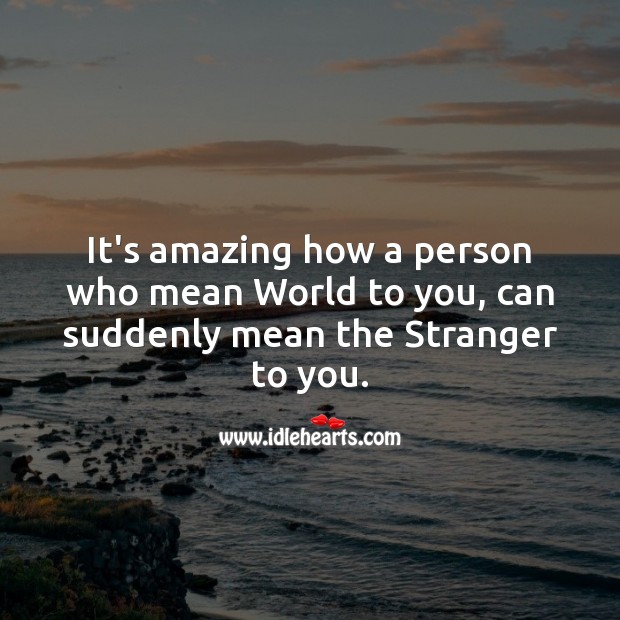 It’s amazing how a person who mean world to you, can suddenly mean the stranger to you. Life Messages Image
