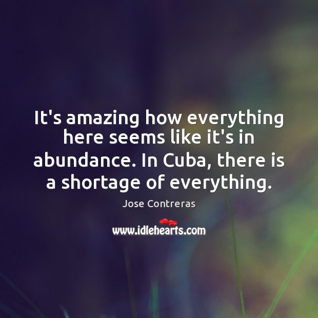 It’s amazing how everything here seems like it’s in abundance. In Cuba, Jose Contreras Picture Quote