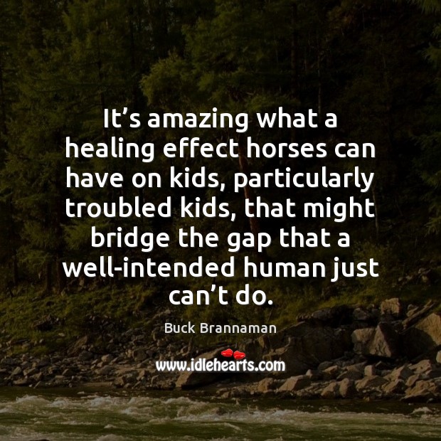It’s amazing what a healing effect horses can have on kids, Buck Brannaman Picture Quote