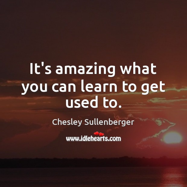 It’s amazing what you can learn to get used to. Chesley Sullenberger Picture Quote