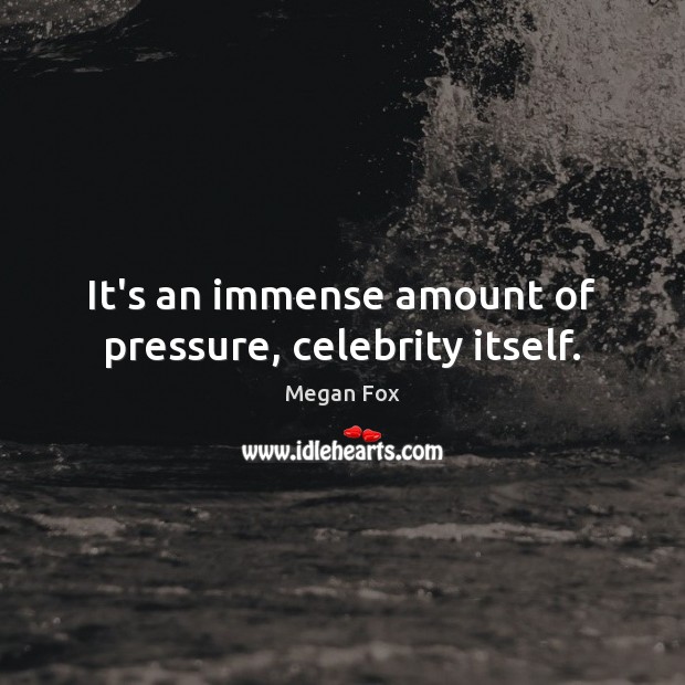 It’s an immense amount of pressure, celebrity itself. Megan Fox Picture Quote