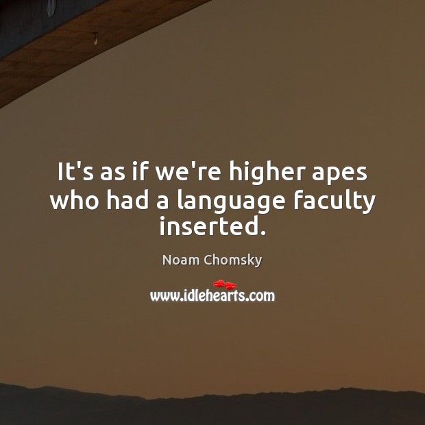 It’s as if we’re higher apes who had a language faculty inserted. Noam Chomsky Picture Quote