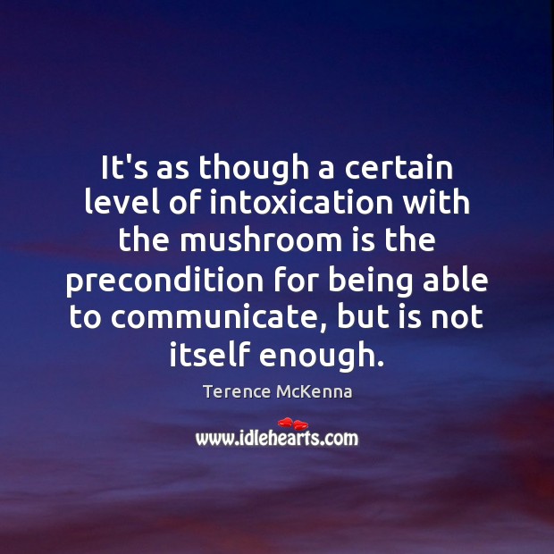 It’s as though a certain level of intoxication with the mushroom is Terence McKenna Picture Quote