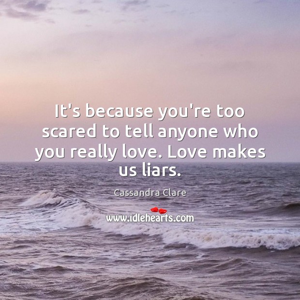 It’s because you’re too scared to tell anyone who you really love. Love makes us liars. Image