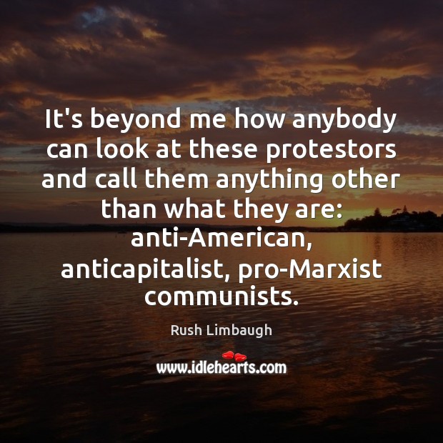 It’s beyond me how anybody can look at these protestors and call Rush Limbaugh Picture Quote
