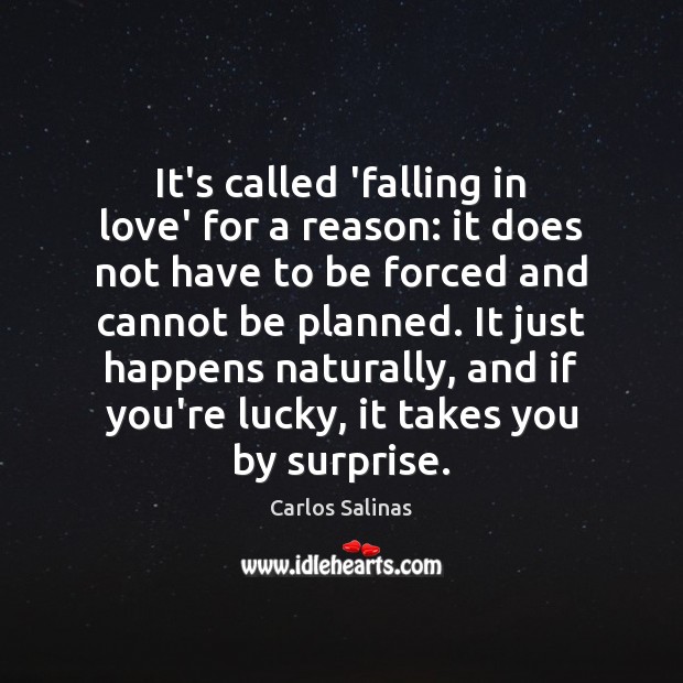 It’s called ‘falling in love’ for a reason: it does not have Carlos Salinas Picture Quote