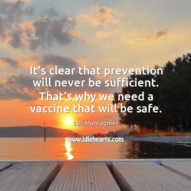 It’s clear that prevention will never be sufficient. That’s why we need a vaccine that will be safe. Stay Safe Quotes Image