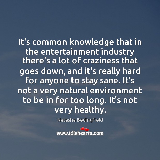 It’s common knowledge that in the entertainment industry there’s a lot of Natasha Bedingfield Picture Quote