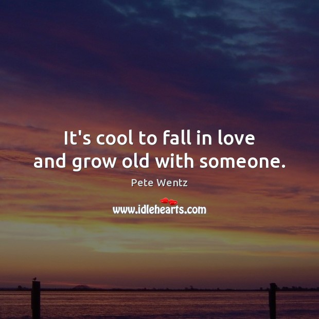 It’s cool to fall in love and grow old with someone. Pete Wentz Picture Quote