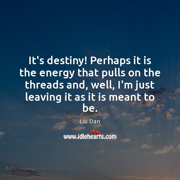 It’s destiny! Perhaps it is the energy that pulls on the threads Liu Dan Picture Quote