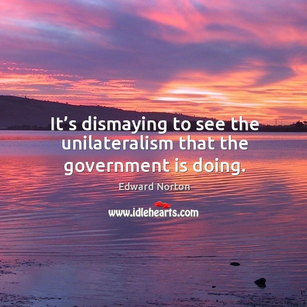 It’s dismaying to see the unilateralism that the government is doing. Image