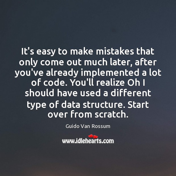 It’s easy to make mistakes that only come out much later, after Guido Van Rossum Picture Quote