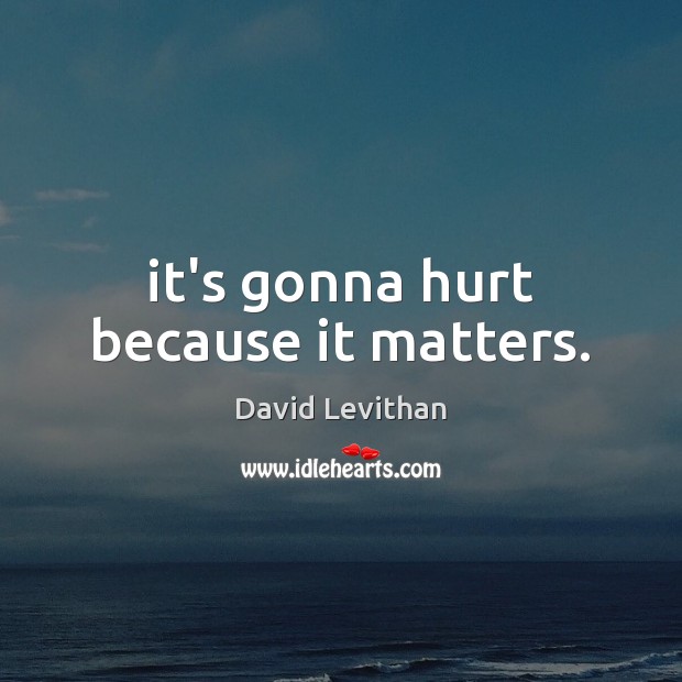 It’s gonna hurt because it matters. David Levithan Picture Quote