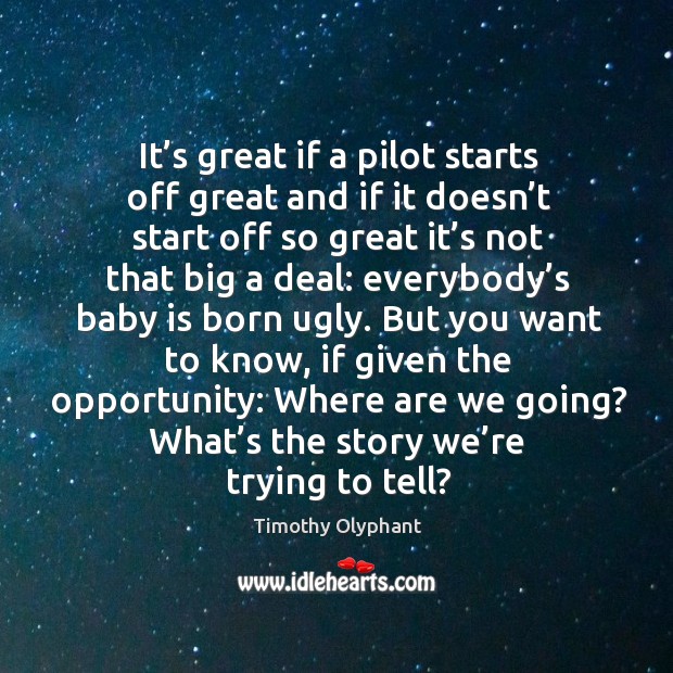 It’s great if a pilot starts off great and if it doesn’t start off so great it’s not that big a deal: Timothy Olyphant Picture Quote