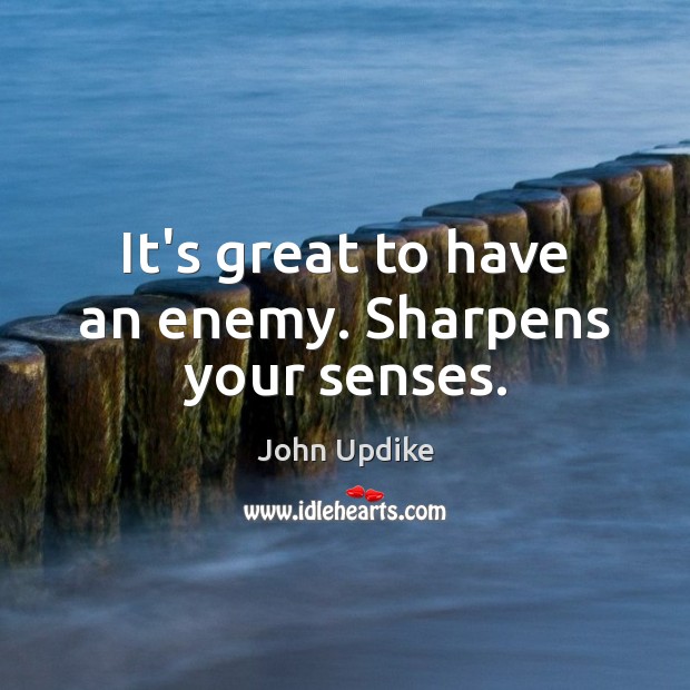 It’s great to have an enemy. Sharpens your senses. John Updike Picture Quote