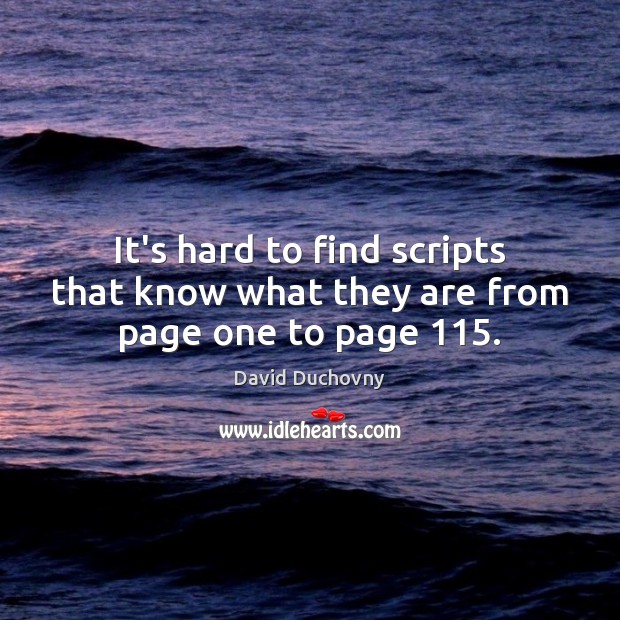 It’s hard to find scripts that know what they are from page one to page 115. David Duchovny Picture Quote
