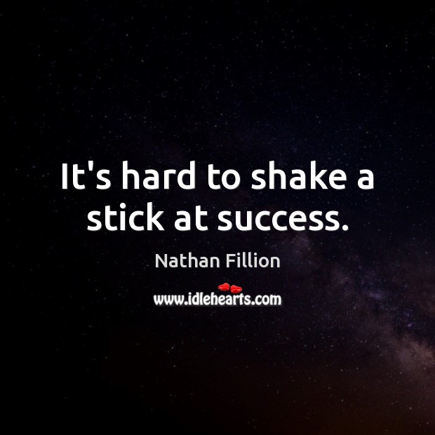 It’s hard to shake a stick at success. Nathan Fillion Picture Quote