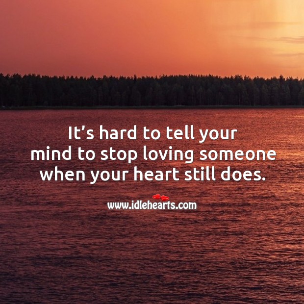 It’s hard to tell your mind to stop loving someone when your heart still does. Image