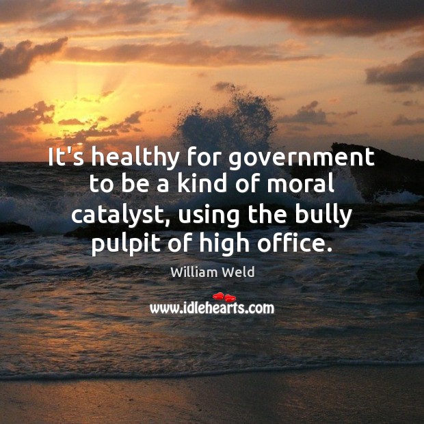 It’s healthy for government to be a kind of moral catalyst, using William Weld Picture Quote