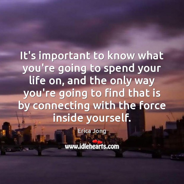 It’s important to know what you’re going to spend your life on, Erica Jong Picture Quote