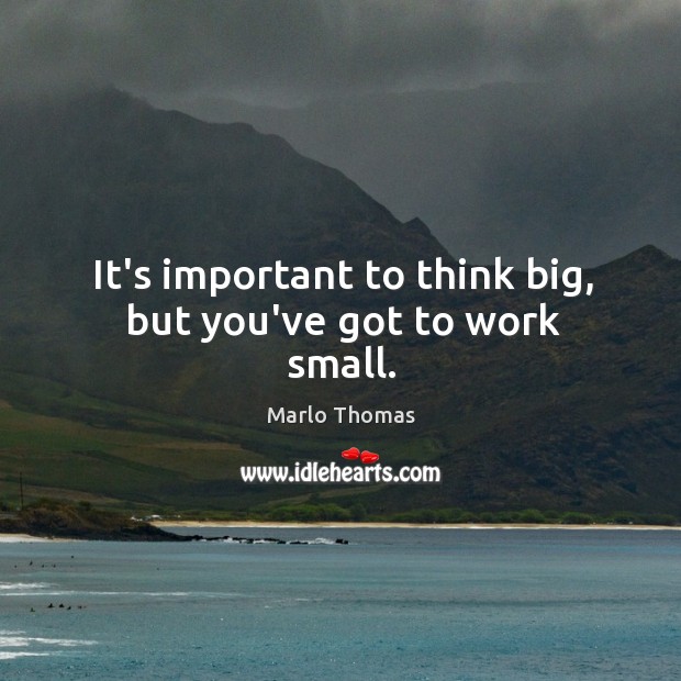 It’s important to think big, but you’ve got to work small. Marlo Thomas Picture Quote