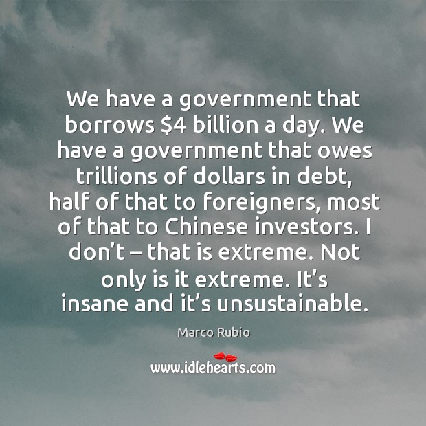 It’s insane and it’s unsustainable. Marco Rubio Picture Quote