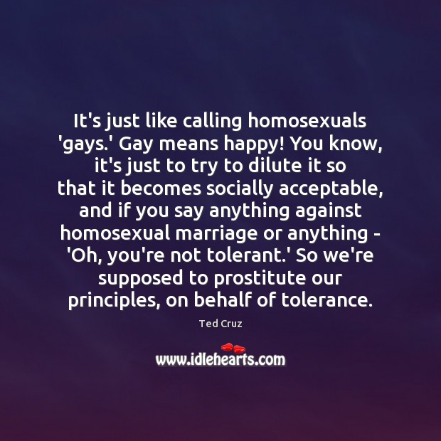 It’s just like calling homosexuals ‘gays.’ Gay means happy! You know, Image