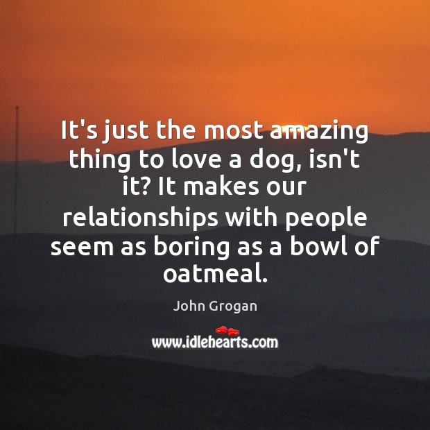 It’s just the most amazing thing to love a dog, isn’t it? John Grogan Picture Quote
