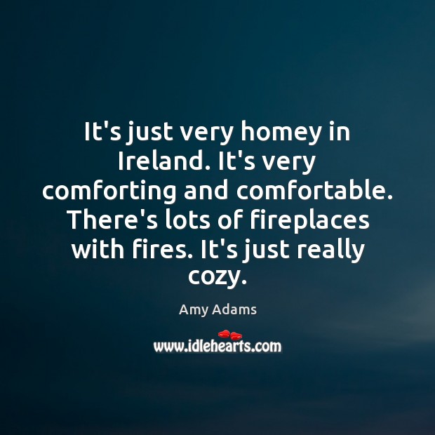 It’s just very homey in Ireland. It’s very comforting and comfortable. There’s Amy Adams Picture Quote