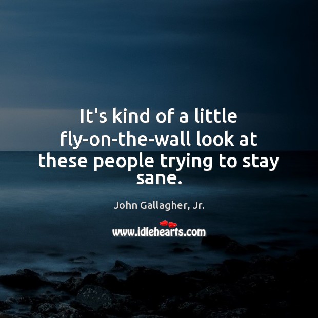It’s kind of a little fly-on-the-wall look at these people trying to stay sane. John Gallagher, Jr. Picture Quote