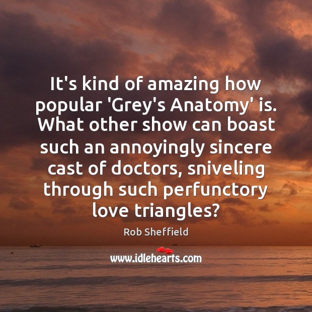 It’s kind of amazing how popular ‘Grey’s Anatomy’ is. What other show Rob Sheffield Picture Quote