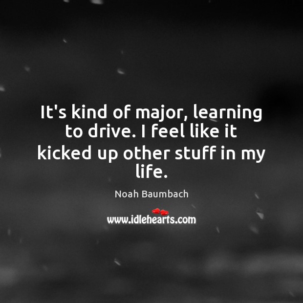 It’s kind of major, learning to drive. I feel like it kicked up other stuff in my life. Noah Baumbach Picture Quote