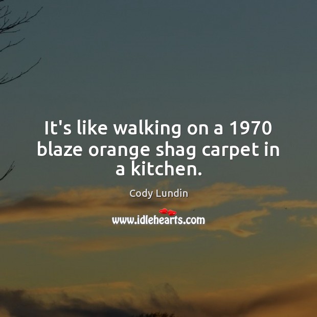 It’s like walking on a 1970 blaze orange shag carpet in a kitchen. Image