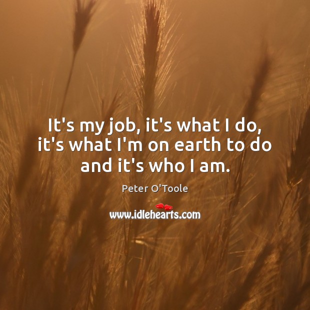 It’s my job, it’s what I do, it’s what I’m on earth to do and it’s who I am. Image