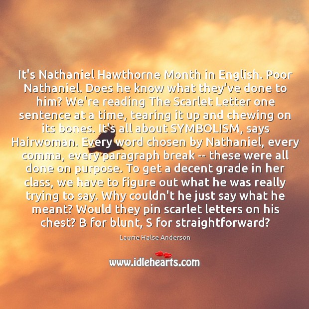 It’s Nathaniel Hawthorne Month in English. Poor Nathaniel. Does he know what Image
