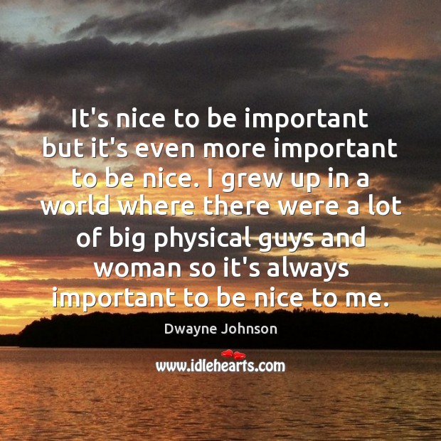 It’s nice to be important but it’s even more important to be Dwayne Johnson Picture Quote