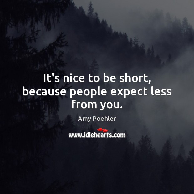 It’s nice to be short, because people expect less from you. Amy Poehler Picture Quote