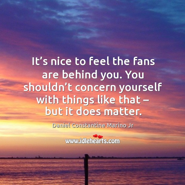 It’s nice to feel the fans are behind you. You shouldn’t concern yourself with things like that – but it does matter. Daniel Constantine Marino Jr Picture Quote