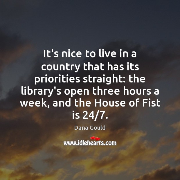 It’s nice to live in a country that has its priorities straight: Dana Gould Picture Quote