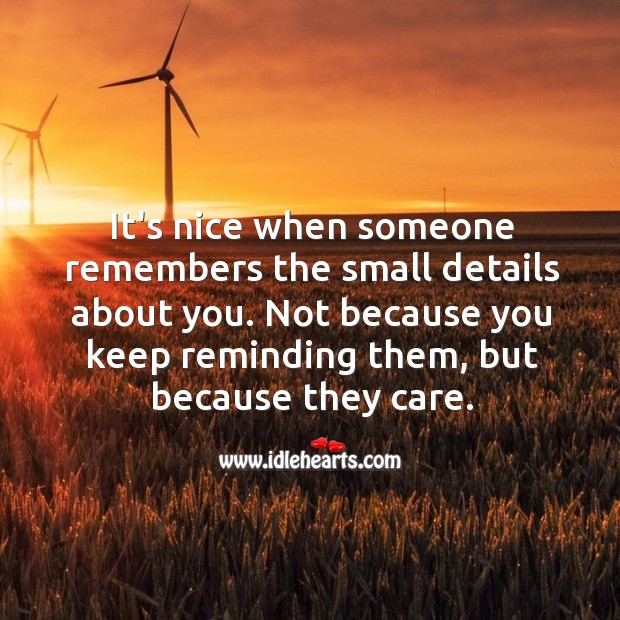 It’s nice when someone remembers the small details about you. Care Quotes Image