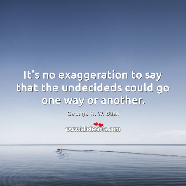 It’s no exaggeration to say that the undecideds could go one way or another. George H. W. Bush Picture Quote